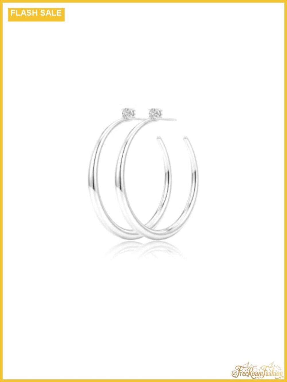 925 Sterling Silver Chunky Hoop Earrings for Women 60mm Statement